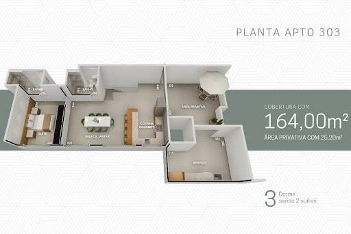 Cobertura, 3 quartos, 179 m² - Foto 1