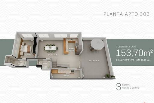 Cobertura, 3 quartos, 198 m² - Foto 1